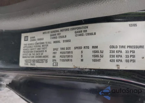 2006 Chevrolet Colorado Ls from USA, damaged, VIN 1GCCS198168220716